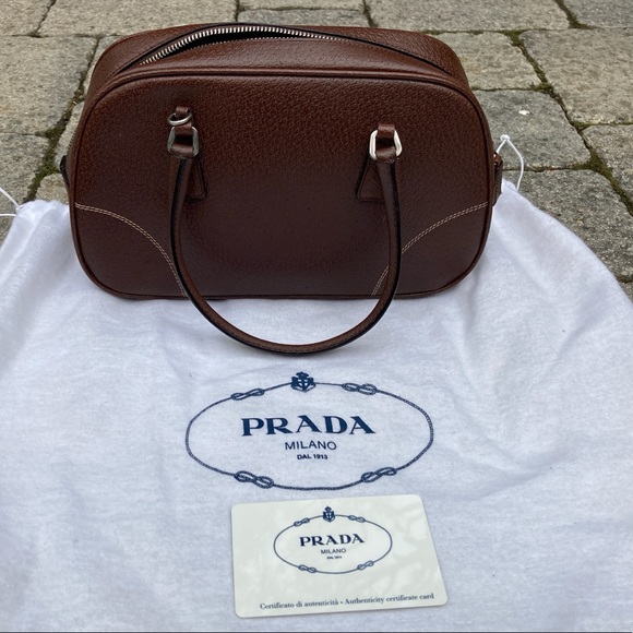 Prada Vitello Bowler Bag | Sm. | Brown | AUTHENTIC - Picture 5 of 10